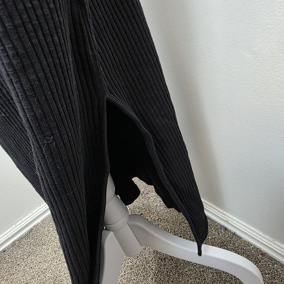 NEW Old Navy Black Ribbed Knit Halter Side Slit Fitted Midi Dress Size Large - Picture 6 of 10